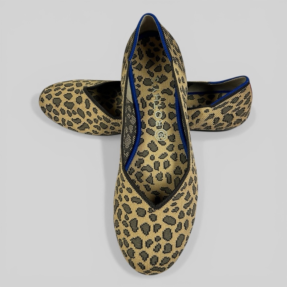 Rothy’s The Flat Classic Cheetah Print Knit Ballet Flats Shoes Women’s 10.5 - Picture 7 of 14